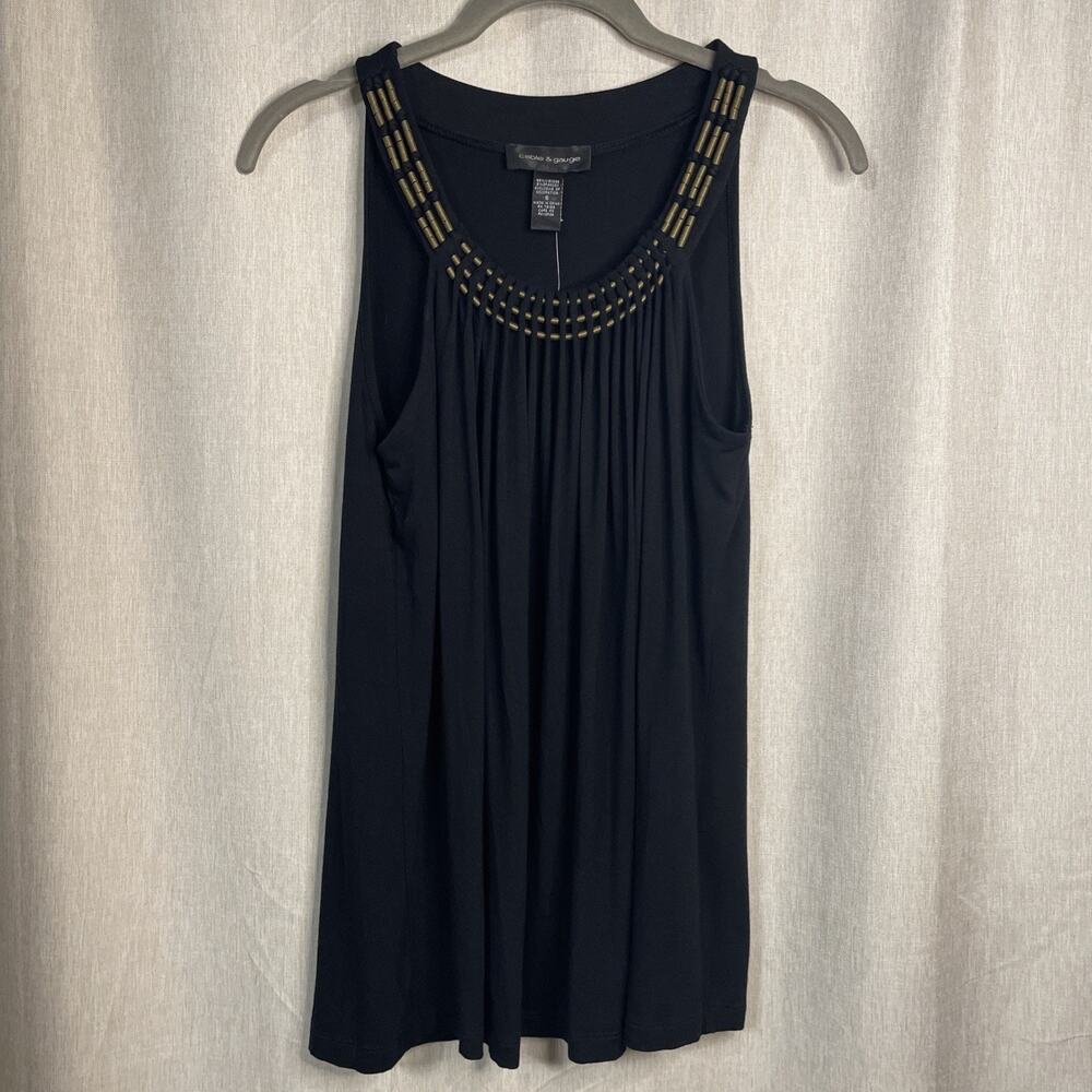 Cable & Gauge NWT Women’s Black Sleeveless Top Size Small - Collar Embellishment